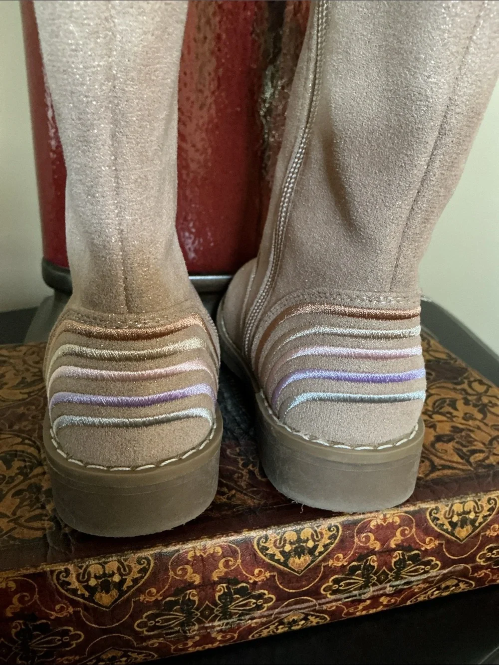 Kelly & Katie -Sz 9- Girls' Glimmer Tan Mid-Calf Boots